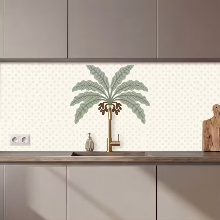 Boom - Bladeren - Groen - Decoratief - Beige keuken achterwand 2 middel zz_3dshopping