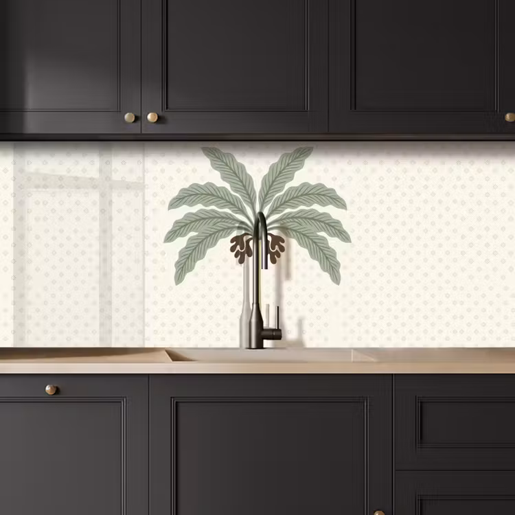 Boom - Bladeren - Groen - Decoratief - Beige keuken achterwand 2 middel -sfeer1