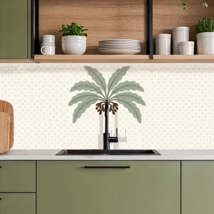 Boom - Bladeren - Groen - Decoratief - Beige keuken achterwand 2 middel -sfeer3