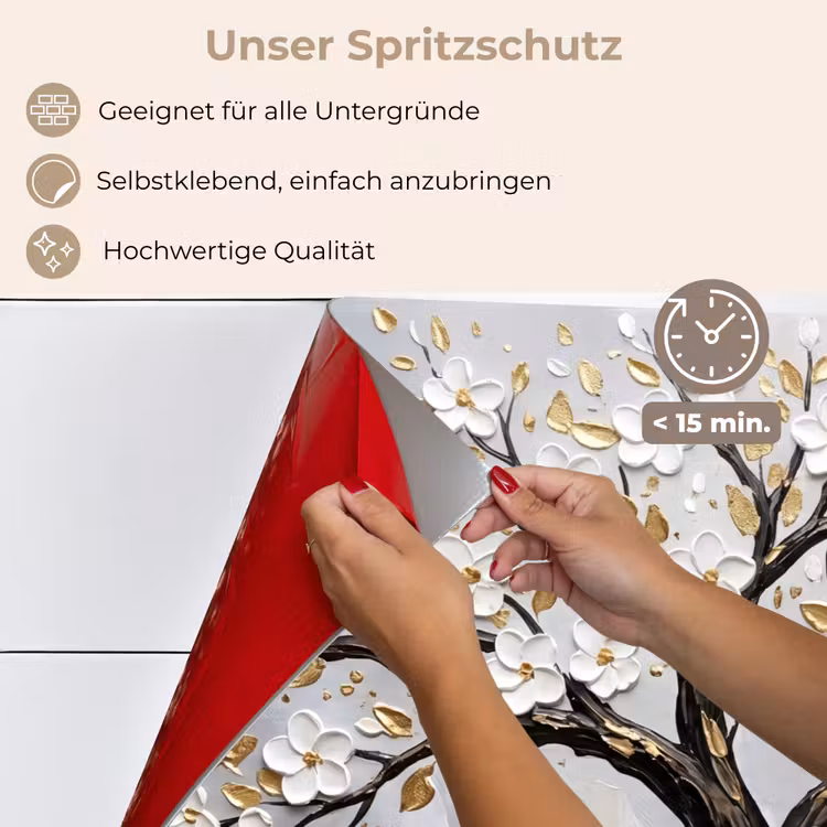 Boom - Bloemen - Natuur - Abstract - Wit keuken achterwand spatscherm klein -spatscherm_DE