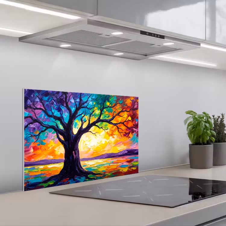 Boom - Landschap - Natuur - Abstract - Kleurrijk keuken achterwand spatscherm klein -3d_schuin