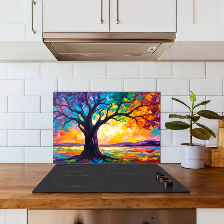 Boom - Landschap - Natuur - Abstract - Kleurrijk keuken achterwand spatscherm klein -sfeer2