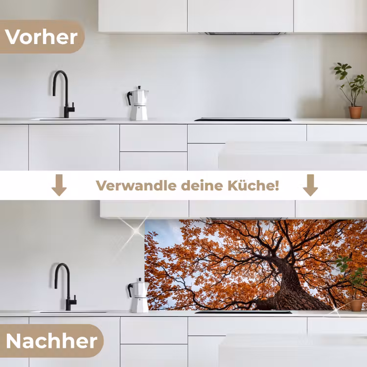 Boom - Bladerdak - Herfst - Oranje - Sfeervol keuken achterwand 2 middel -voor-na_DE
