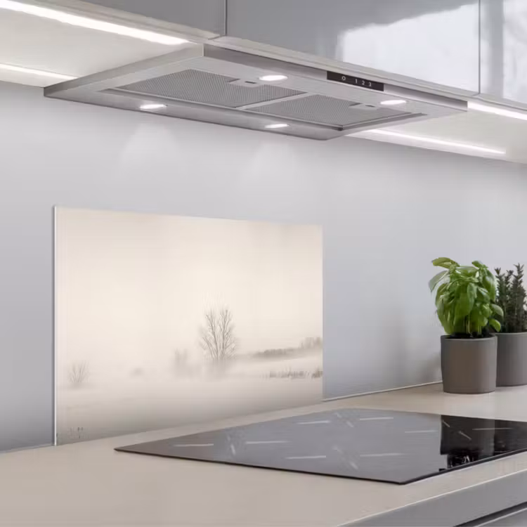 Boom - Mist - Sneeuw - Winter - Minimalistisch keuken achterwand spatscherm klein -3d_schuin