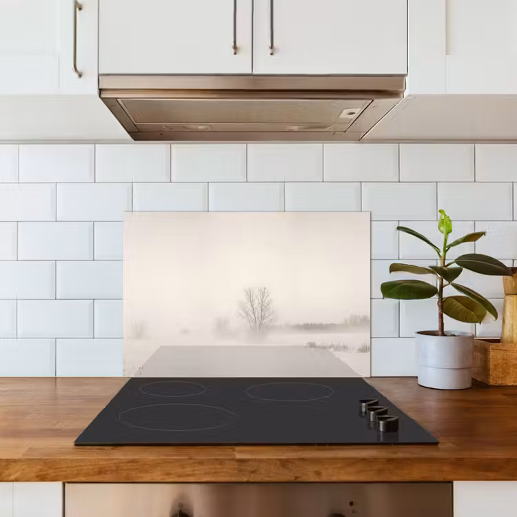 Boom - Mist - Sneeuw - Winter - Minimalistisch keuken achterwand spatscherm klein -sfeer2