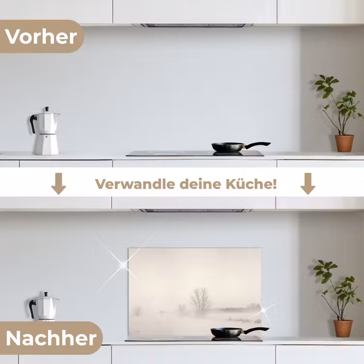 Boom - Mist - Sneeuw - Winter - Minimalistisch keuken achterwand spatscherm klein -voor_na_DE