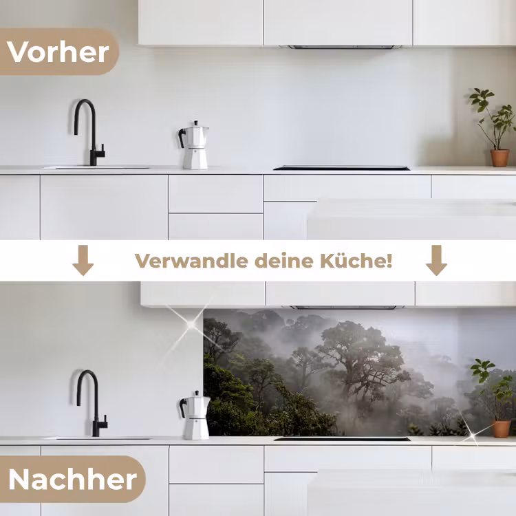 Boom - Mistig - Bos - Groen - Natuur keuken achterwand 2 middel -voor-na_DE