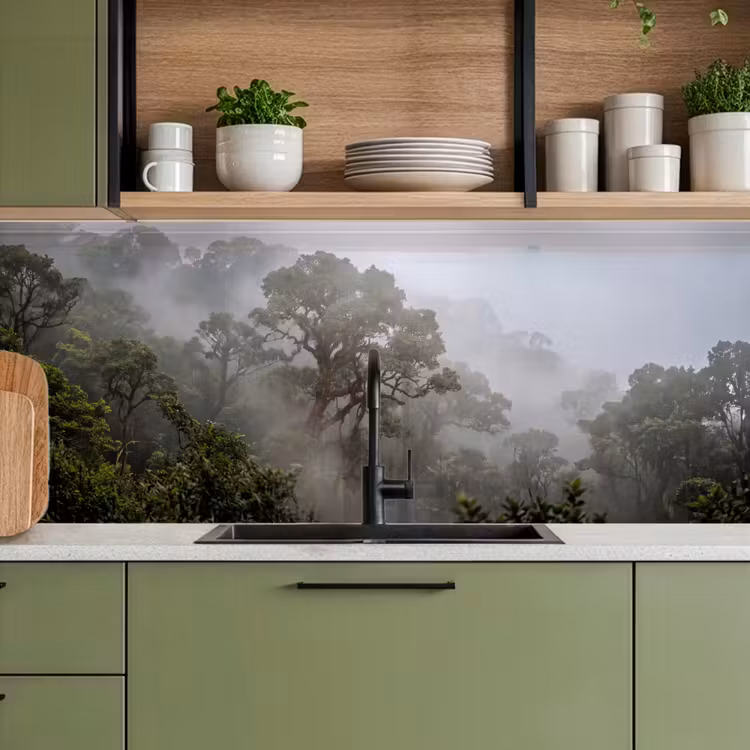 Boom - Mistig - Bos - Groen - Natuur keuken achterwand 2 middel -sfeer3
