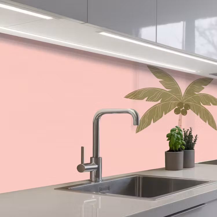 Boom - Palm - Natuur - Illustratie - Roze keuken achterwand 2 middel -3d_schuin