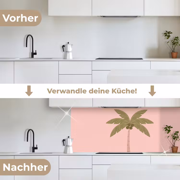 Boom - Palm - Natuur - Illustratie - Roze keuken achterwand 2 middel -voor-na_DE