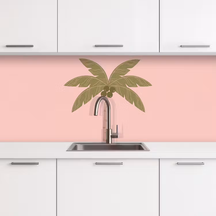 Boom - Palm - Natuur - Illustratie - Roze keuken achterwand 2 middel -3d