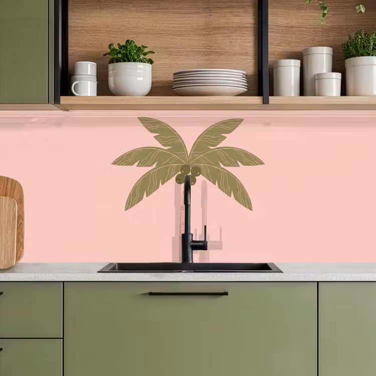 Boom - Palm - Natuur - Illustratie - Roze keuken achterwand 2 middel -sfeer3