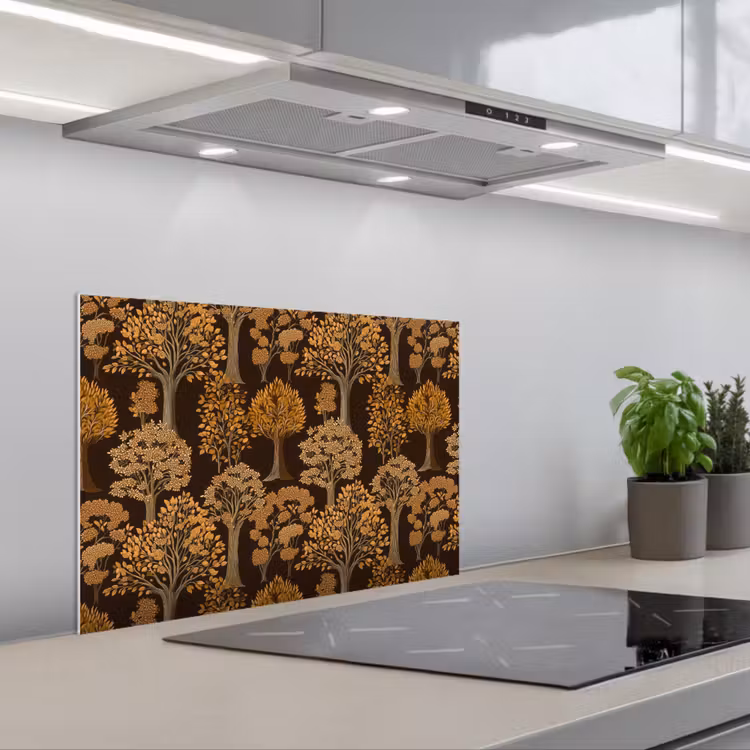 Bomen - Patroon - Bruin keuken achterwand spatscherm klein 900 -3d_schuin