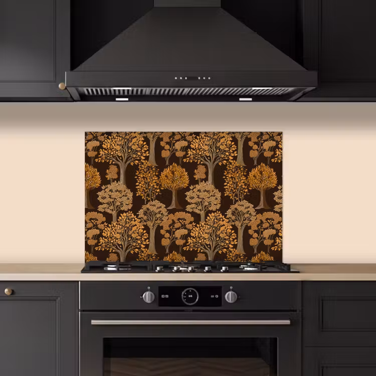 Bomen - Patroon - Bruin keuken achterwand spatscherm klein 900 -sfeer1