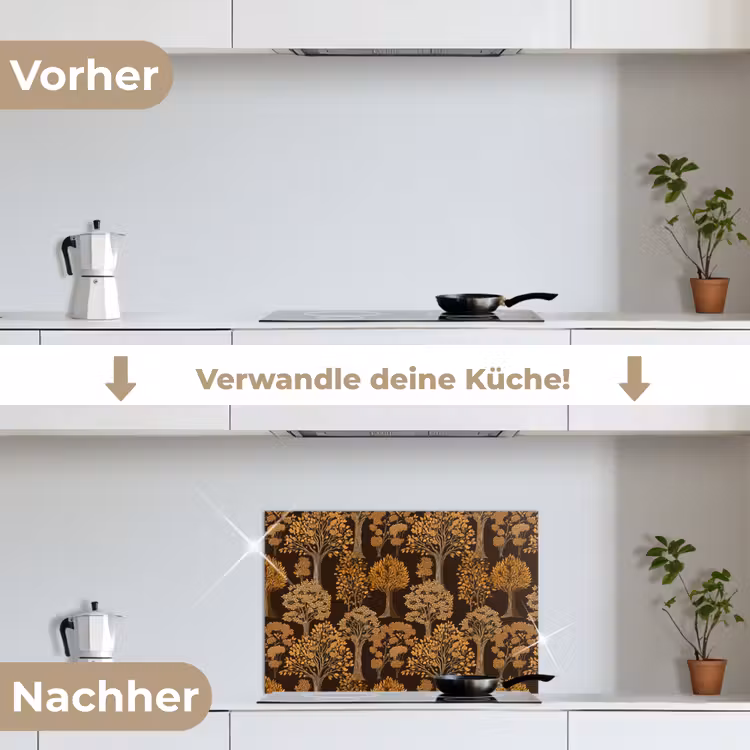 Bomen - Patroon - Bruin keuken achterwand spatscherm klein 900 -voor_na_DE