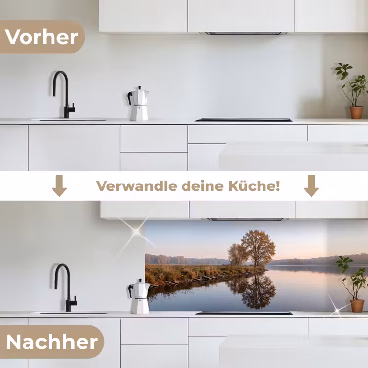 Bomen - Reflectie - Water - Zonsopgang - Serene keuken achterwand 2 middel -voor-na_DE