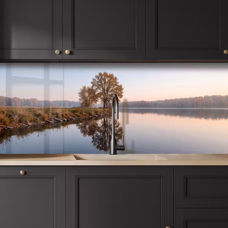 Bomen - Reflectie - Water - Zonsopgang - Serene keuken achterwand 2 middel -sfeer1