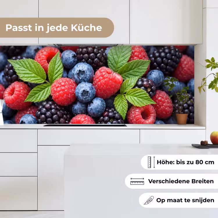 Bessen - Vers - Waterdruppels - Kleurrijk - Eten keuken achterwand 2 middel -sfeer4_DE