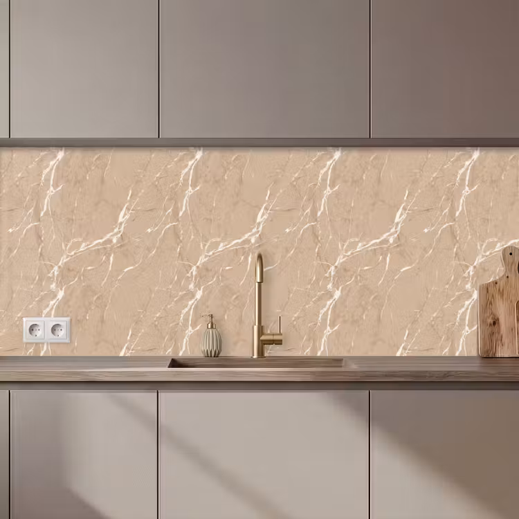 Beige - Marmer - Organisch - Wit keuken achterwand 2 middel 871 zz_3dshopping