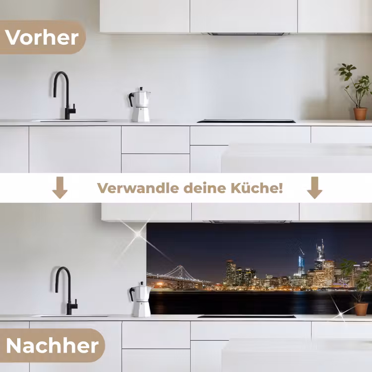 Verlichting - Hemel - Wolkenkrabbers - Skyline keuken achterwand 2 middel -voor-na_DE