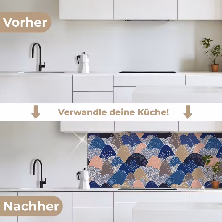 Berg - Pastel - Japans - Patronen keuken achterwand 2 middel 871 -voor-na_DE