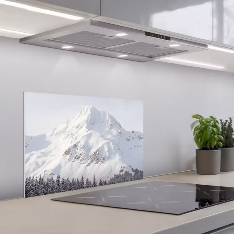 Berg - Sneeuw - Winter - Natuur - Wit keuken achterwand spatscherm klein -3d_schuin