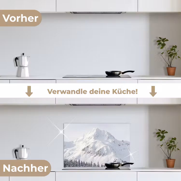 Berg - Sneeuw - Winter - Natuur - Wit keuken achterwand spatscherm klein -voor_na_DE