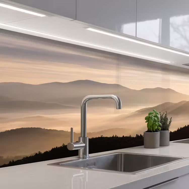 Bergen - Mist - Zonnestralen keuken achterwand 2 middel -3d_schuin