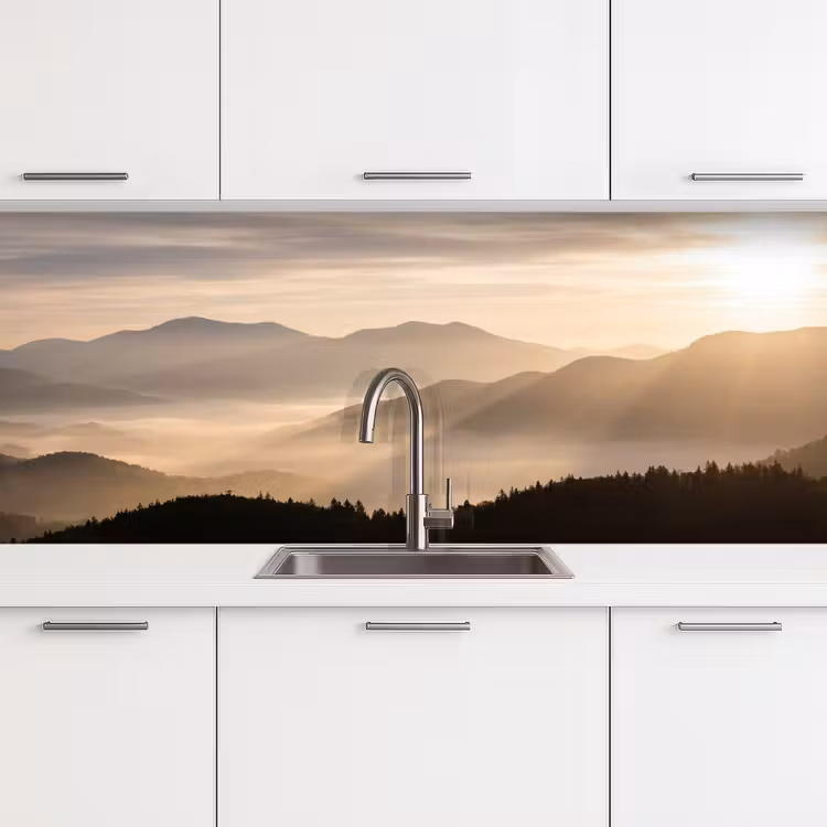 Bergen - Mist - Zonnestralen keuken achterwand 2 middel -3d