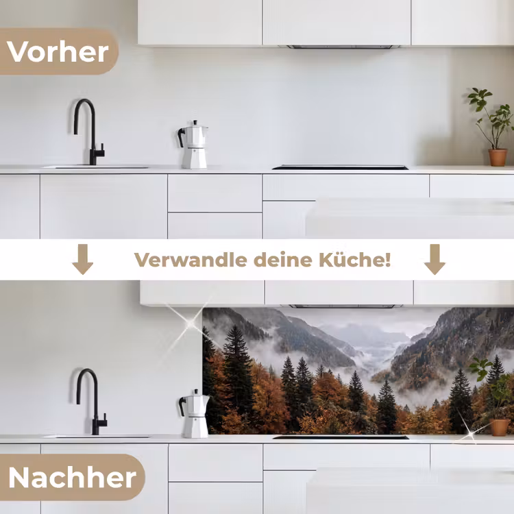 Bergen - Vallei - Mist - Herfst - Natuur keuken achterwand 2 middel -voor-na_DE