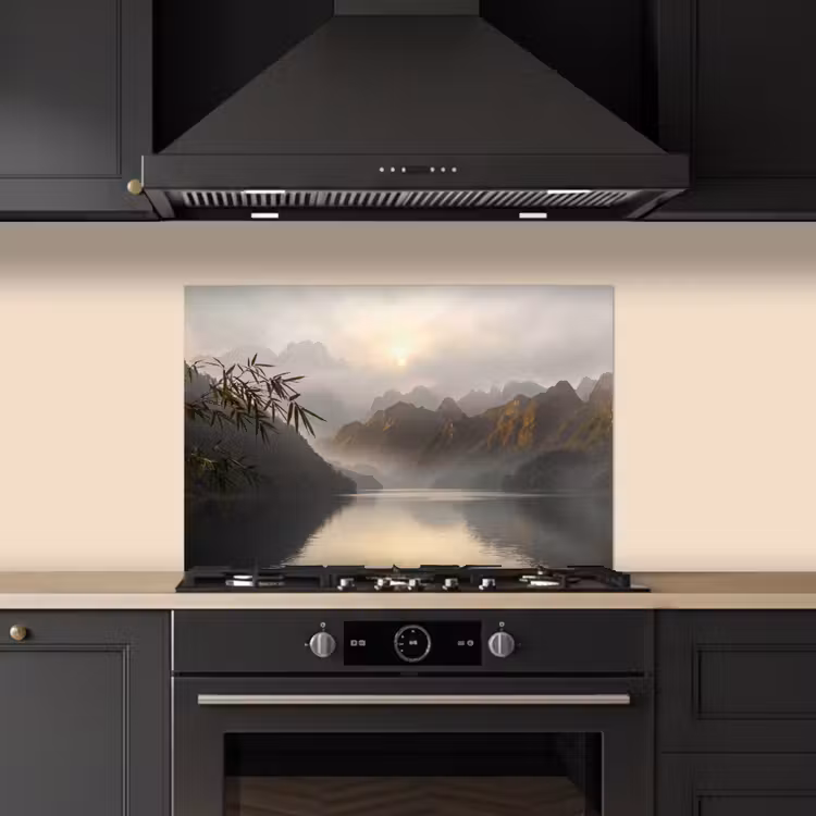 Bergen - Water - Mist - Natuur - Landschap keuken achterwand spatscherm klein -sfeer1