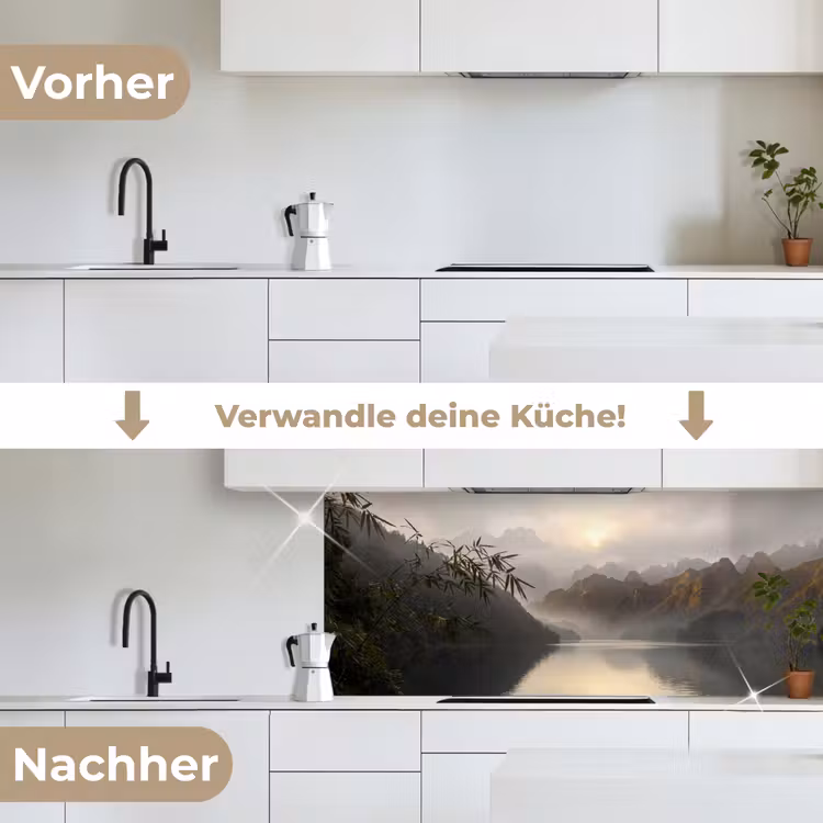 Bergen - Water - Mist - Natuur - Landschap keuken achterwand 2 middel -voor-na_DE