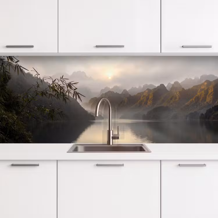 Bergen - Water - Mist - Natuur - Landschap keuken achterwand 2 middel -3d