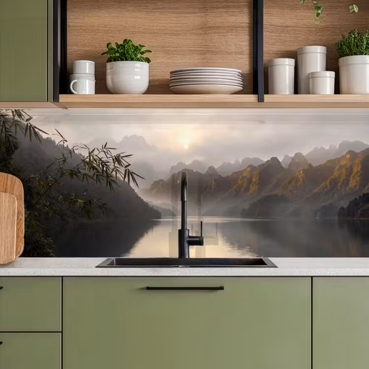 Bergen - Water - Mist - Natuur - Landschap keuken achterwand 2 middel -sfeer3