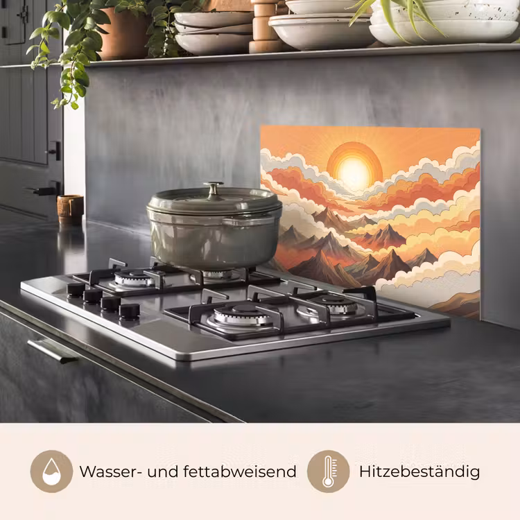 Bergen - Wolken - Natuur - Zonsopgang - Oranje keuken achterwand spatscherm klein -usp_DE