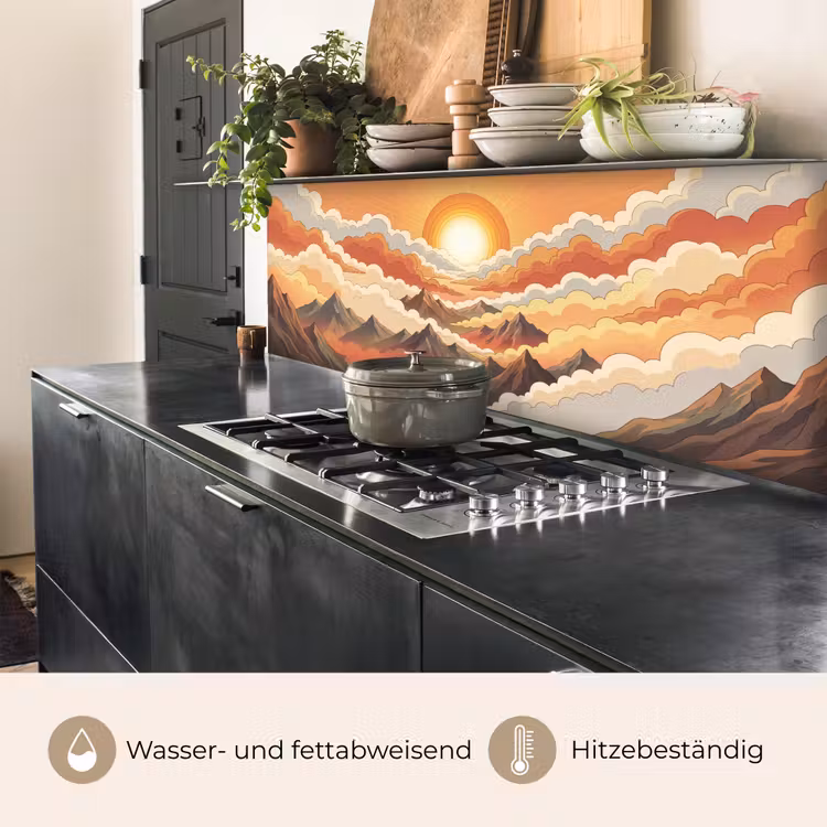 Bergen - Wolken - Natuur - Zonsopgang - Oranje keuken achterwand 2 middel -usp_DE
