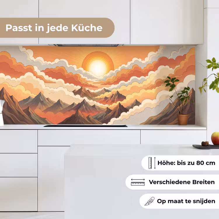Bergen - Wolken - Natuur - Zonsopgang - Oranje keuken achterwand 2 middel -sfeer4_DE