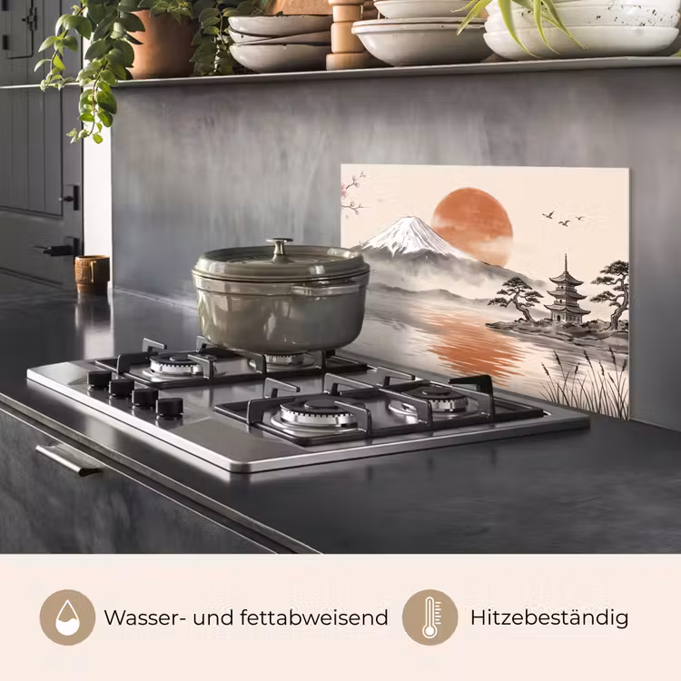 Bergtop - Meer - Bloesem keuken achterwand spatscherm klein -usp_DE