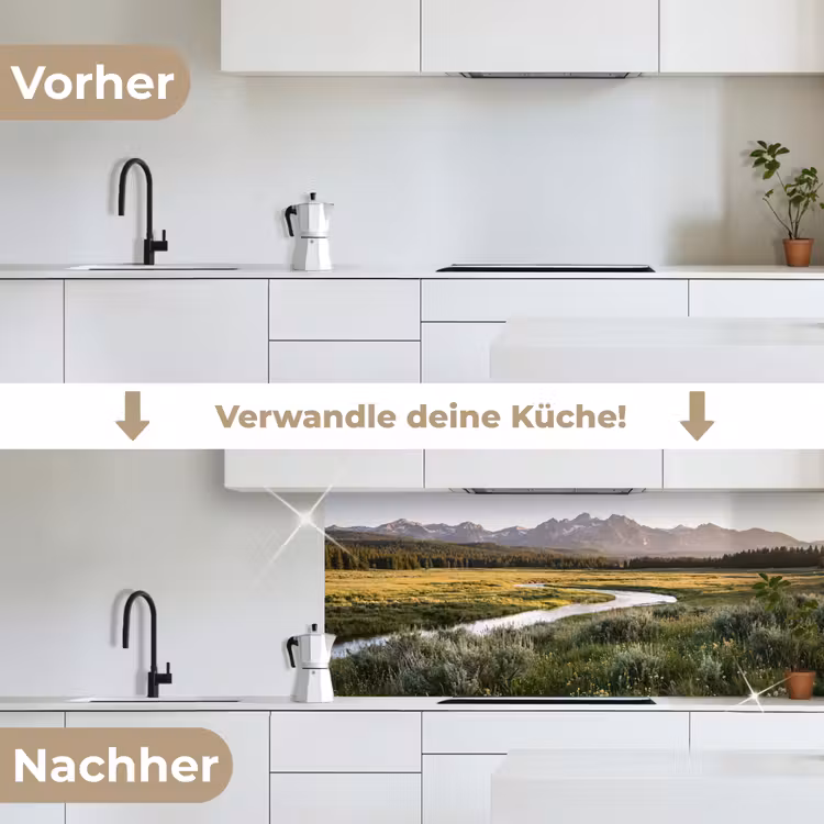 Berglandschap - Rivier - Bos keuken achterwand 2 middel -voor-na_DE