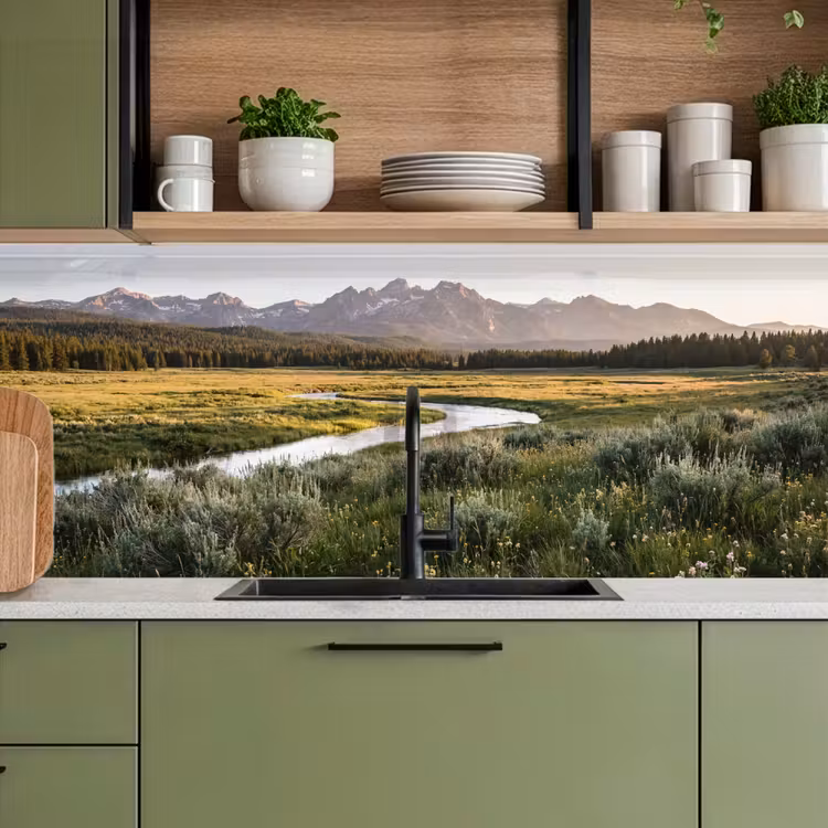 Berglandschap - Rivier - Bos keuken achterwand 2 middel -sfeer3