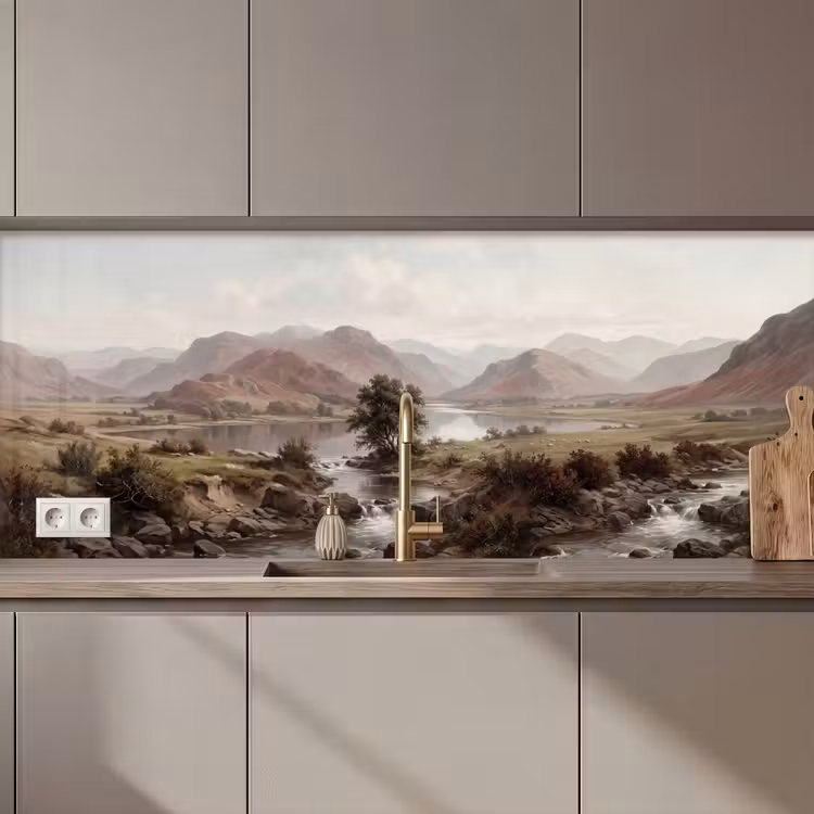 Berglandschap - Meer - Bergen - Vallei - Klassiek keuken achterwand 2 middel zz_3dshopping