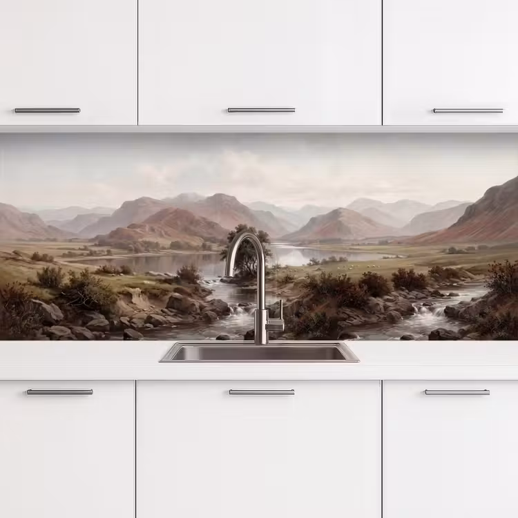 Berglandschap - Meer - Bergen - Vallei - Klassiek keuken achterwand 2 middel -3d