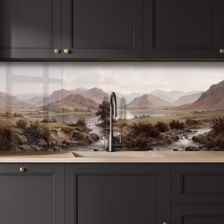 Berglandschap - Meer - Bergen - Vallei - Klassiek keuken achterwand 2 middel -sfeer1