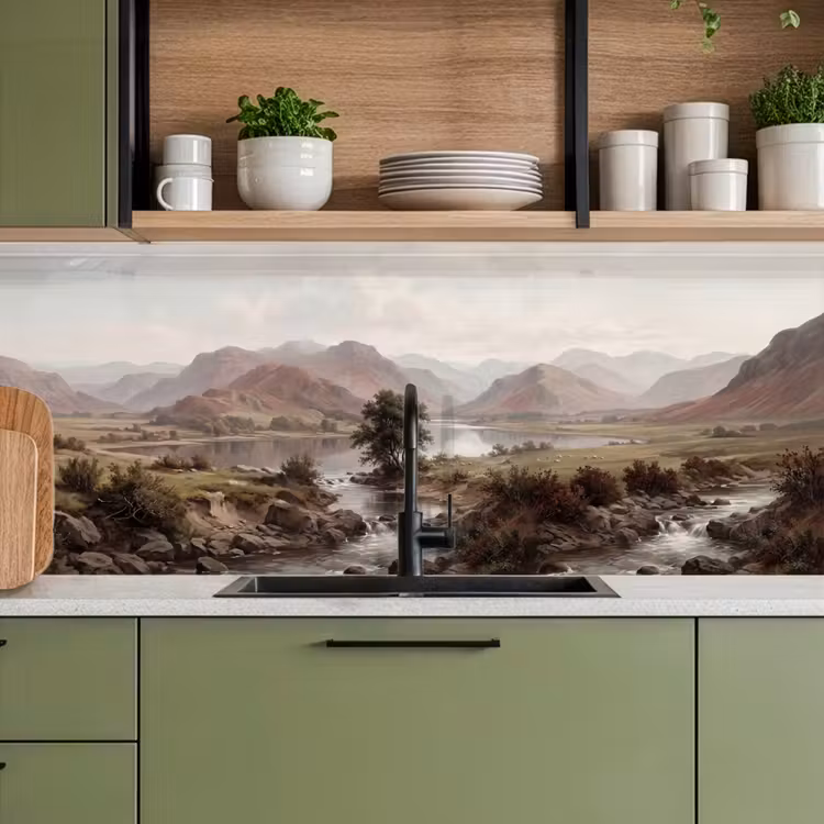 Berglandschap - Meer - Bergen - Vallei - Klassiek keuken achterwand 2 middel -sfeer3