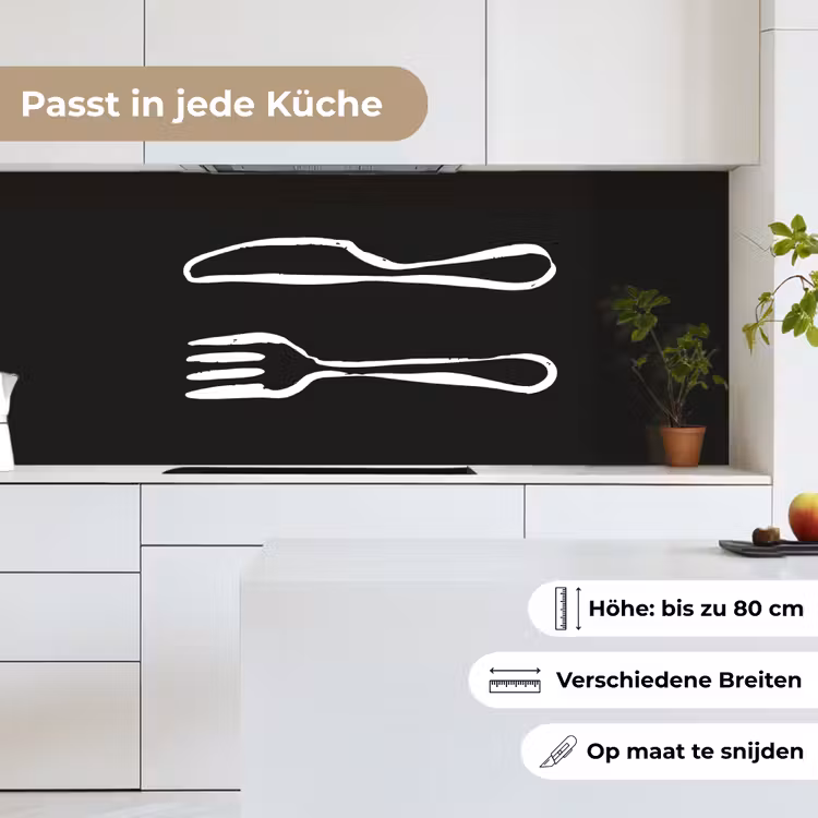 Bestek - Liggend - Zwart - Wit keuken achterwand 2 middel -sfeer4_DE