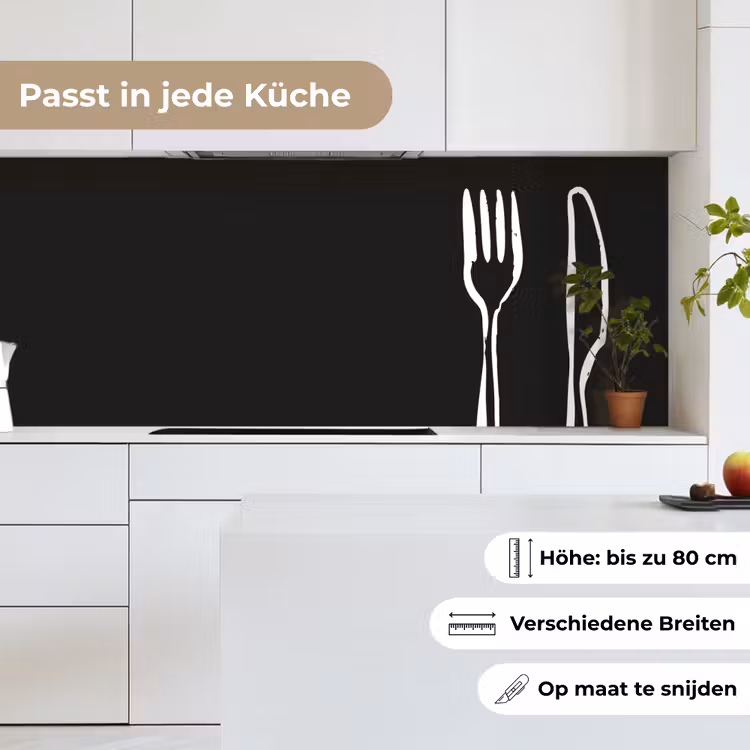 Bestek - Staand - Zwart - Wit keuken achterwand 2 middel -sfeer4_DE