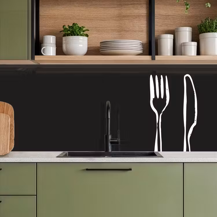 Bestek - Staand - Zwart - Wit keuken achterwand 2 middel -sfeer3