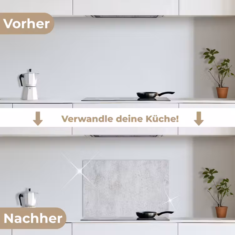 Beton - Textuur - Achtergrond - Grijs - Industrieel keuken achterwand spatscherm klein -voor_na_DE