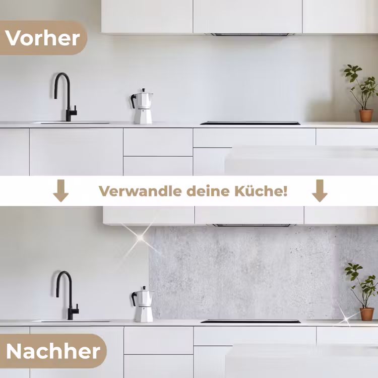 Beton - Textuur - Achtergrond - Grijs - Industrieel keuken achterwand 2 middel -voor-na_DE