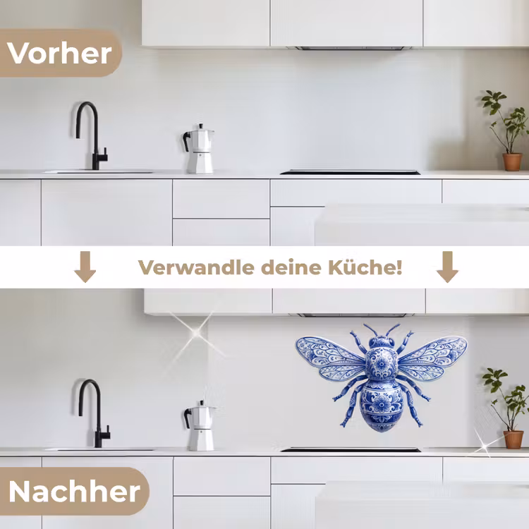 Bij - Modern - Delfts - Blauw keuken achterwand 2 middel -voor-na_DE